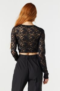 Floral Lace Long Sleeve Crop Top sold by Charlotte Russe