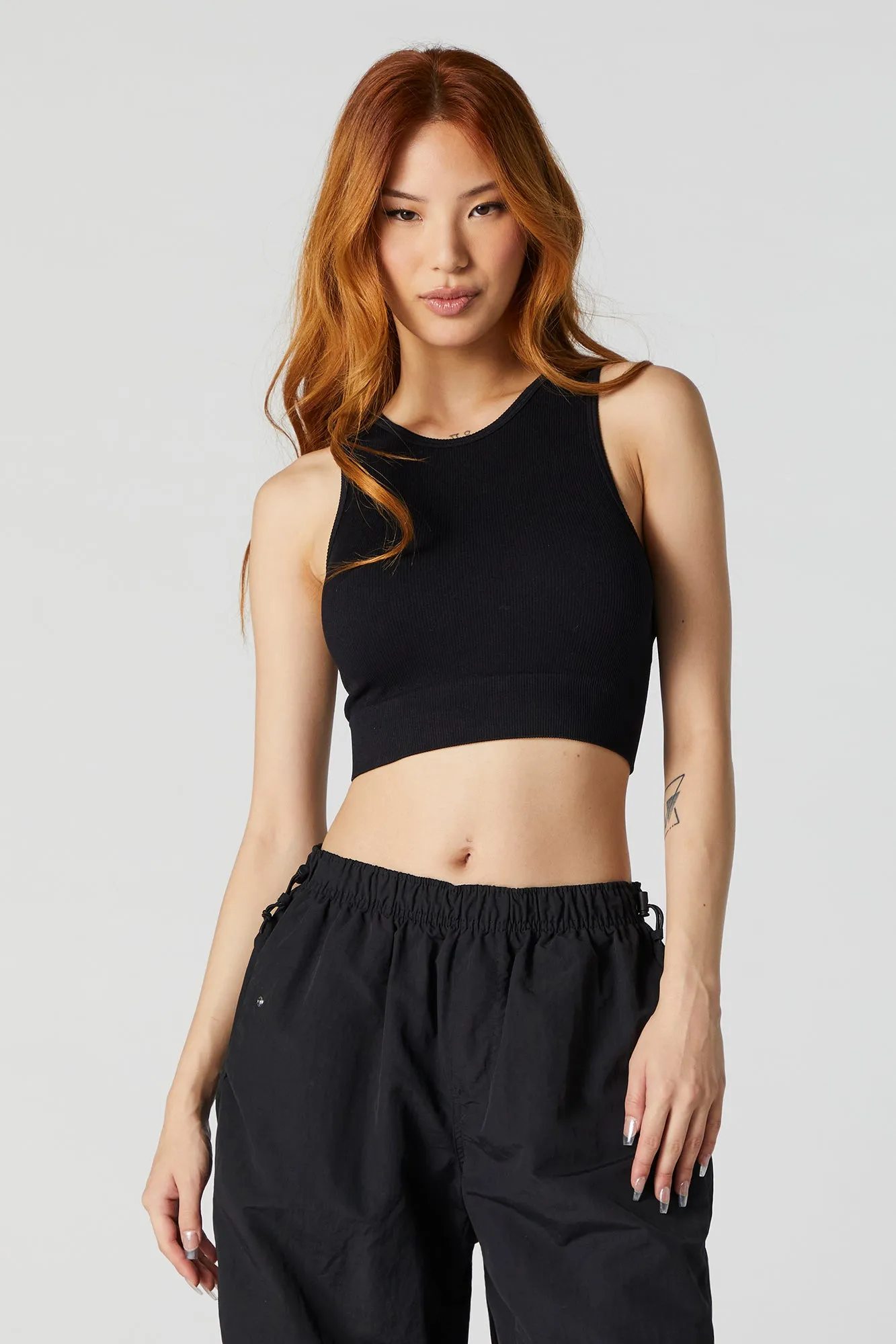 Striped Seamless Ribbed High Neck Tank sold by Charlotte Russe product image thumbnail 4