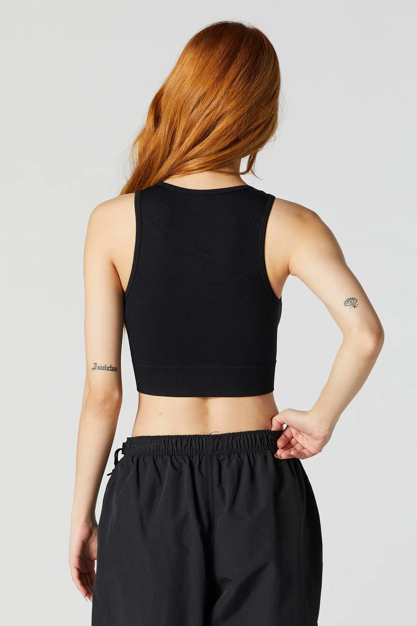 Striped Seamless Ribbed High Neck Tank sold by Charlotte Russe product image thumbnail 5