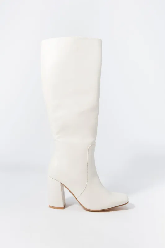 Faux Leather Knee High Heeled Boot sold by Charlotte Russe