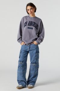 Chenille Embroidered Los Angeles Fleece Sweatshirt sold by Charlotte Russe