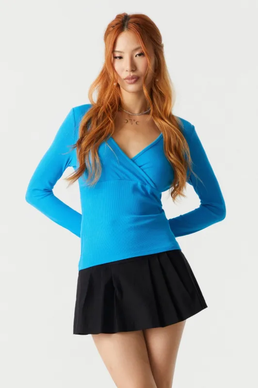 Ribbed Surplice Skimmer Top sold by Charlotte Russe
