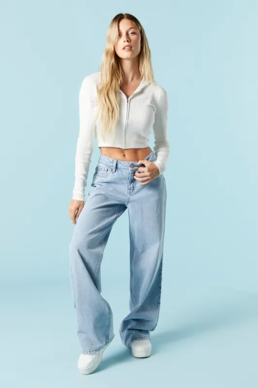 Light Wash Wide Leg Skater Jean sold by Charlotte Russe