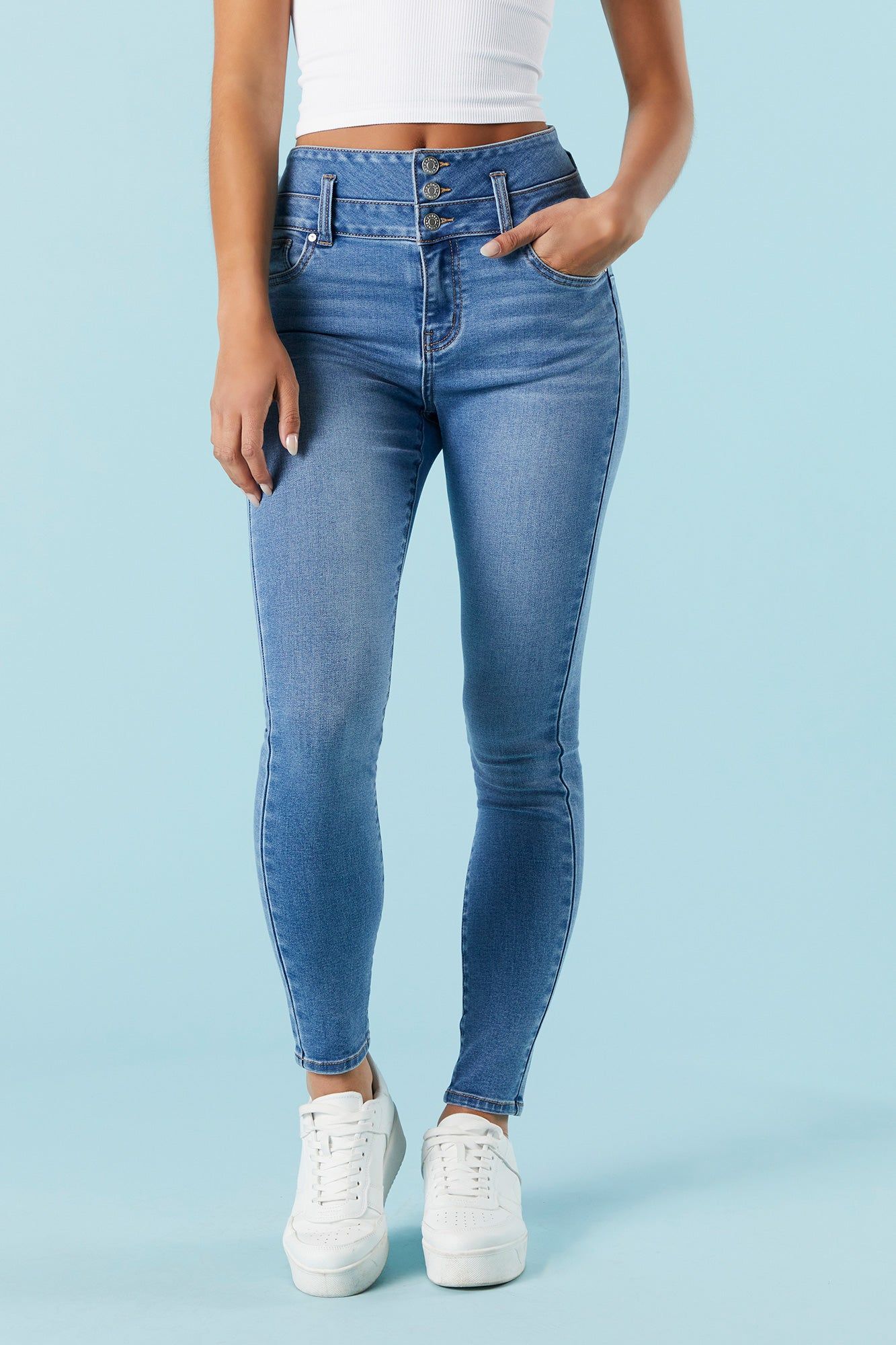 Ibiza Medium Wash Denim Skinny Jean sold by Charlotte Russe product image thumbnail 2