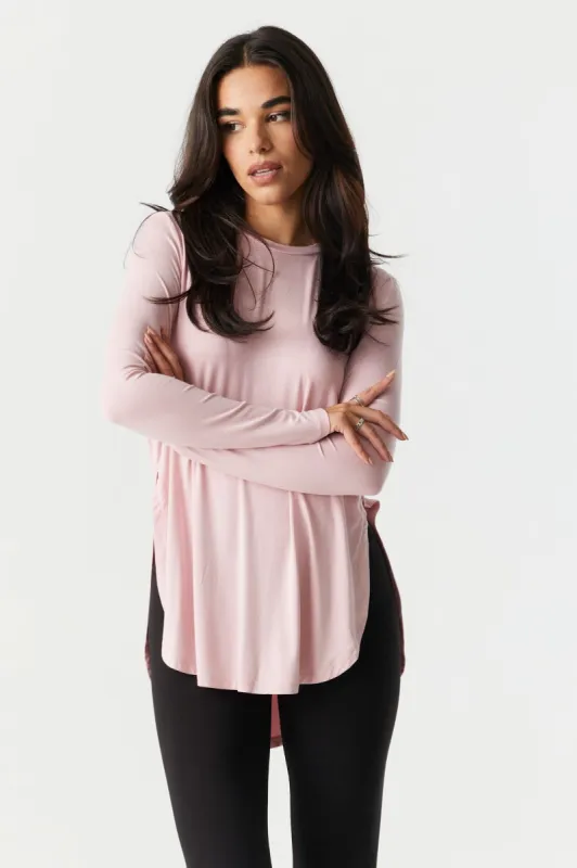 Everyday Long Sleeve Shirttail Top sold by Charlotte Russe