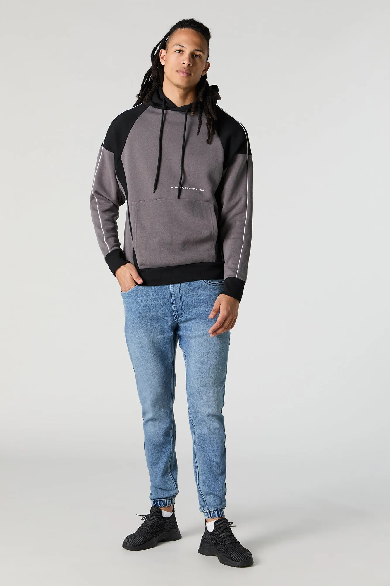 NYC Coordinates Graphic Colourblock Fleece Hoodie sold by Charlotte Russe product image thumbnail 3