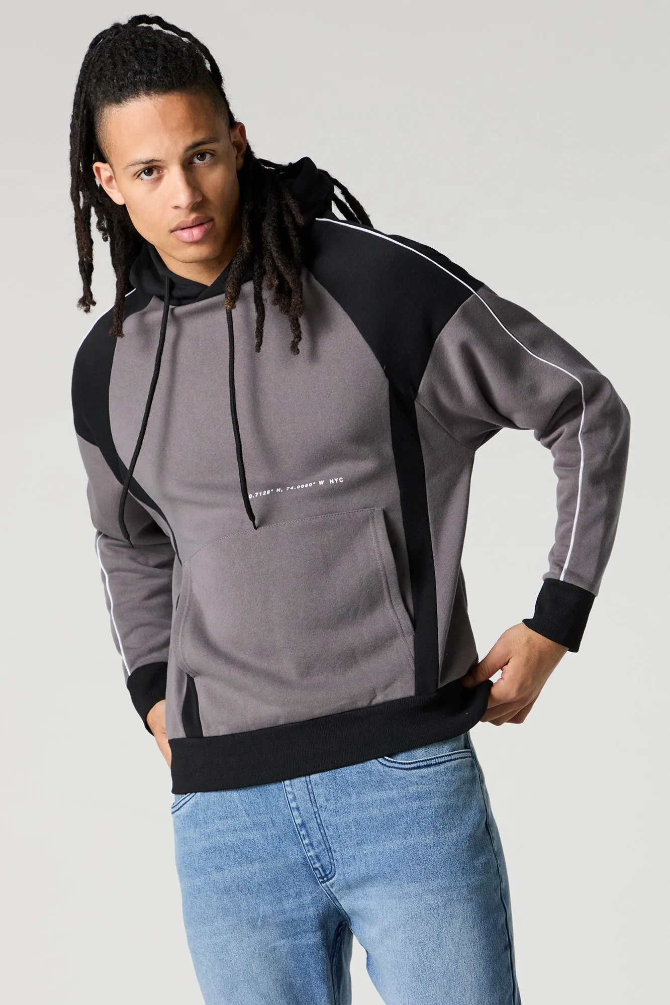 NYC Coordinates Graphic Colourblock Fleece Hoodie sold by Charlotte Russe