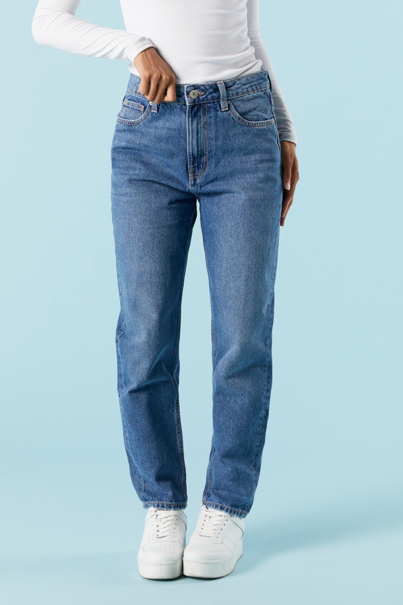 Dark Wash Denim Mom Jean sold by Charlotte Russe product image thumbnail 2