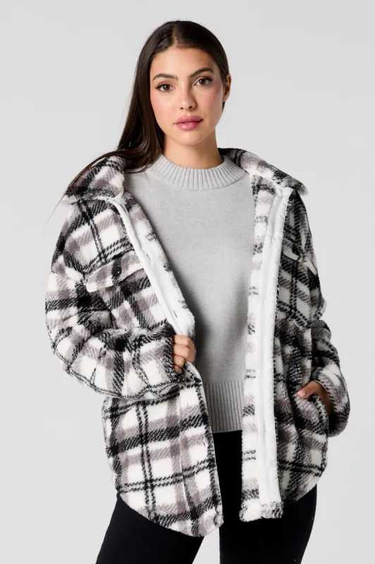 Sherpa Plaid Shacket sold by Charlotte Russe