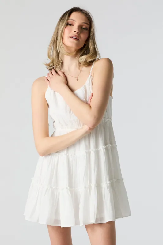 Tiered Tie Strap Mini Dress sold by Charlotte Russe