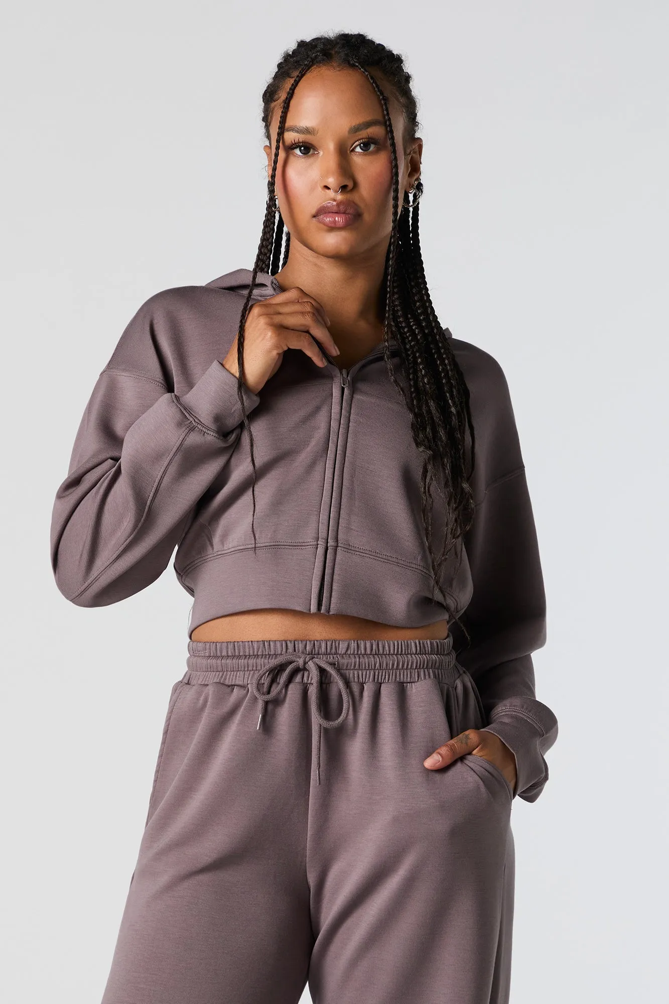 Active Zip-Up Cropped Fleece Hoodie sold by Charlotte Russe