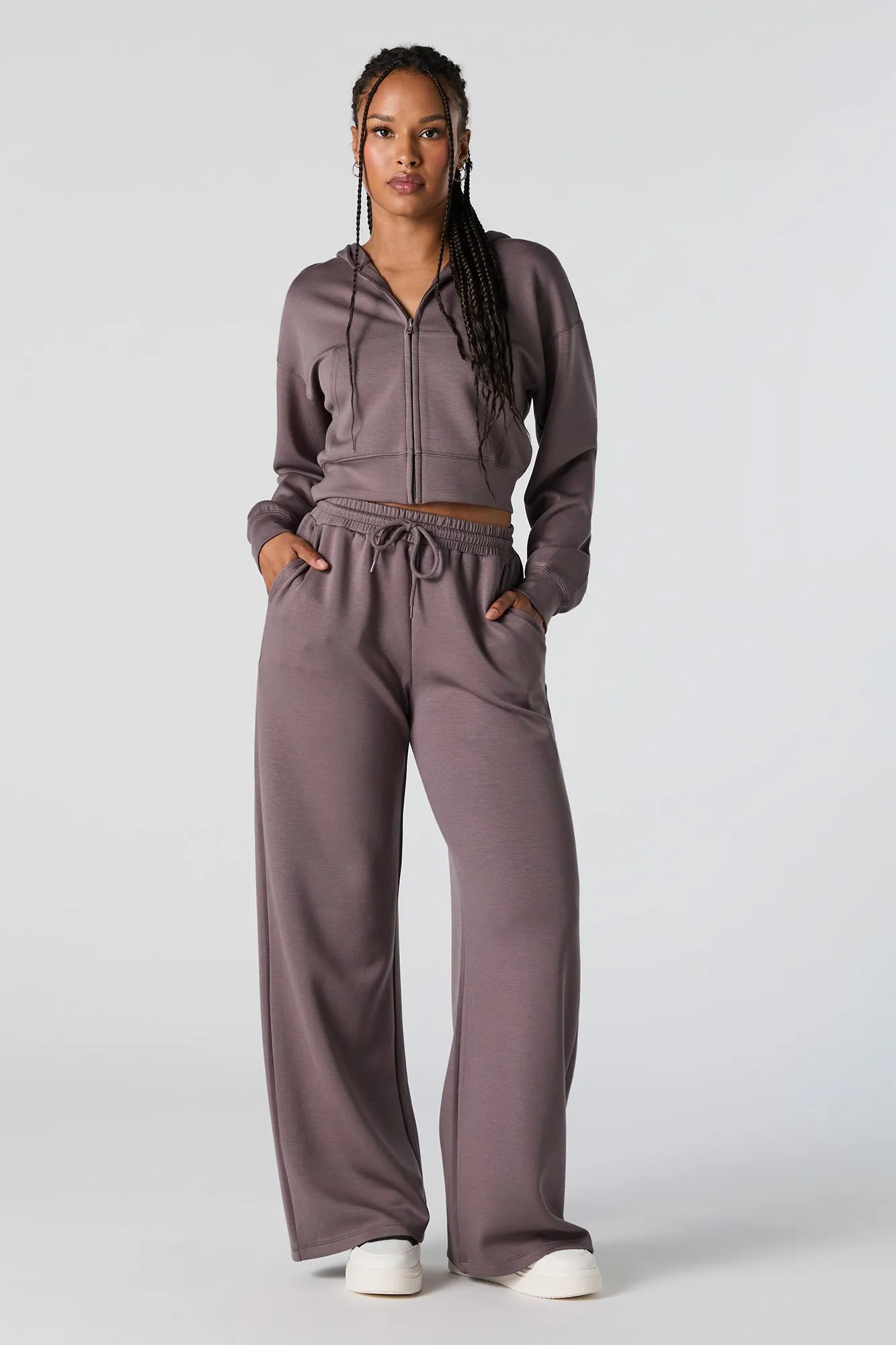 Active Zip-Up Cropped Fleece Hoodie sold by Charlotte Russe product image thumbnail 3