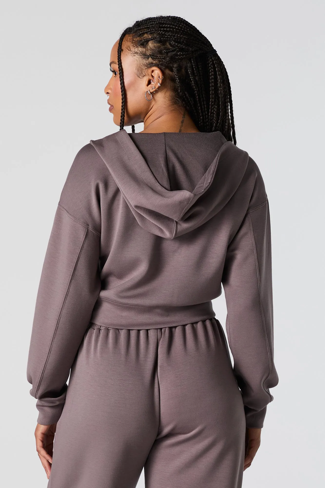 Active Zip-Up Cropped Fleece Hoodie sold by Charlotte Russe product image thumbnail 2