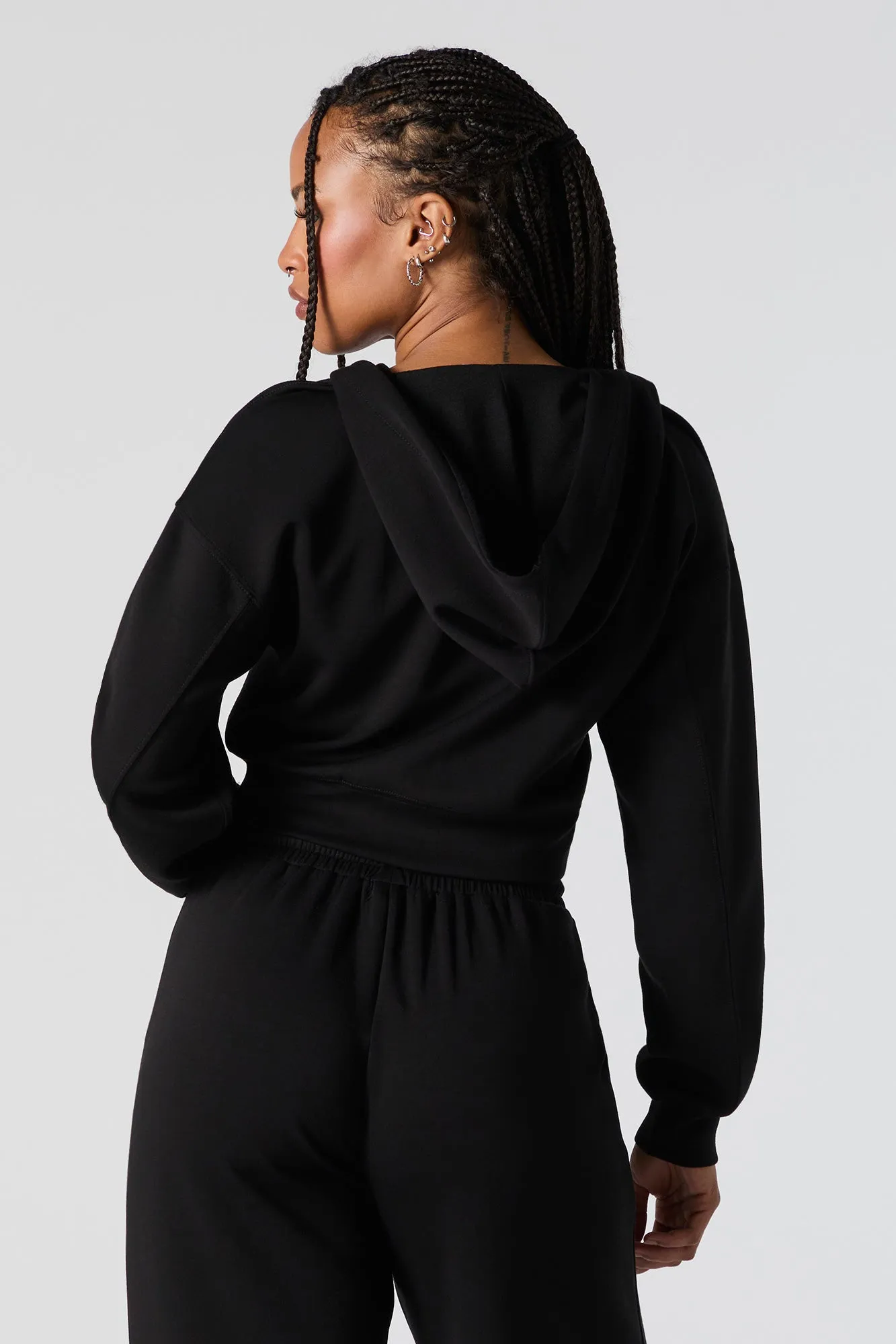 Active Zip-Up Cropped Fleece Hoodie sold by Charlotte Russe product image thumbnail 5