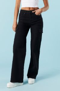 Black Wash High Rise Stretch Cargo Jean sold by Charlotte Russe