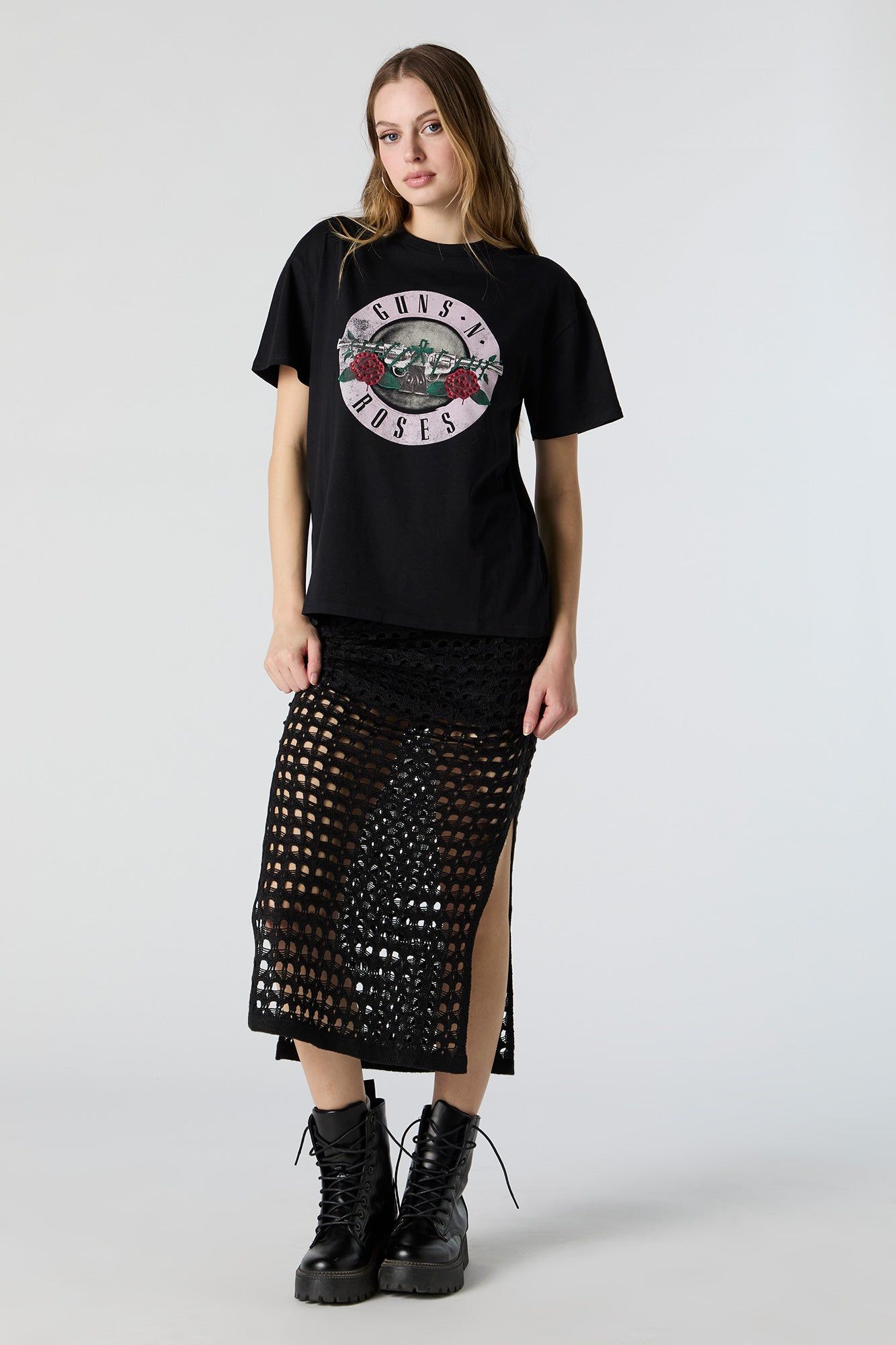 Guns n Roses Rhinestone Graphic Boyfriend T-Shirt sold by Charlotte Russe product image thumbnail 3