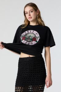 Guns n Roses Rhinestone Graphic Boyfriend T-Shirt sold by Charlotte Russe