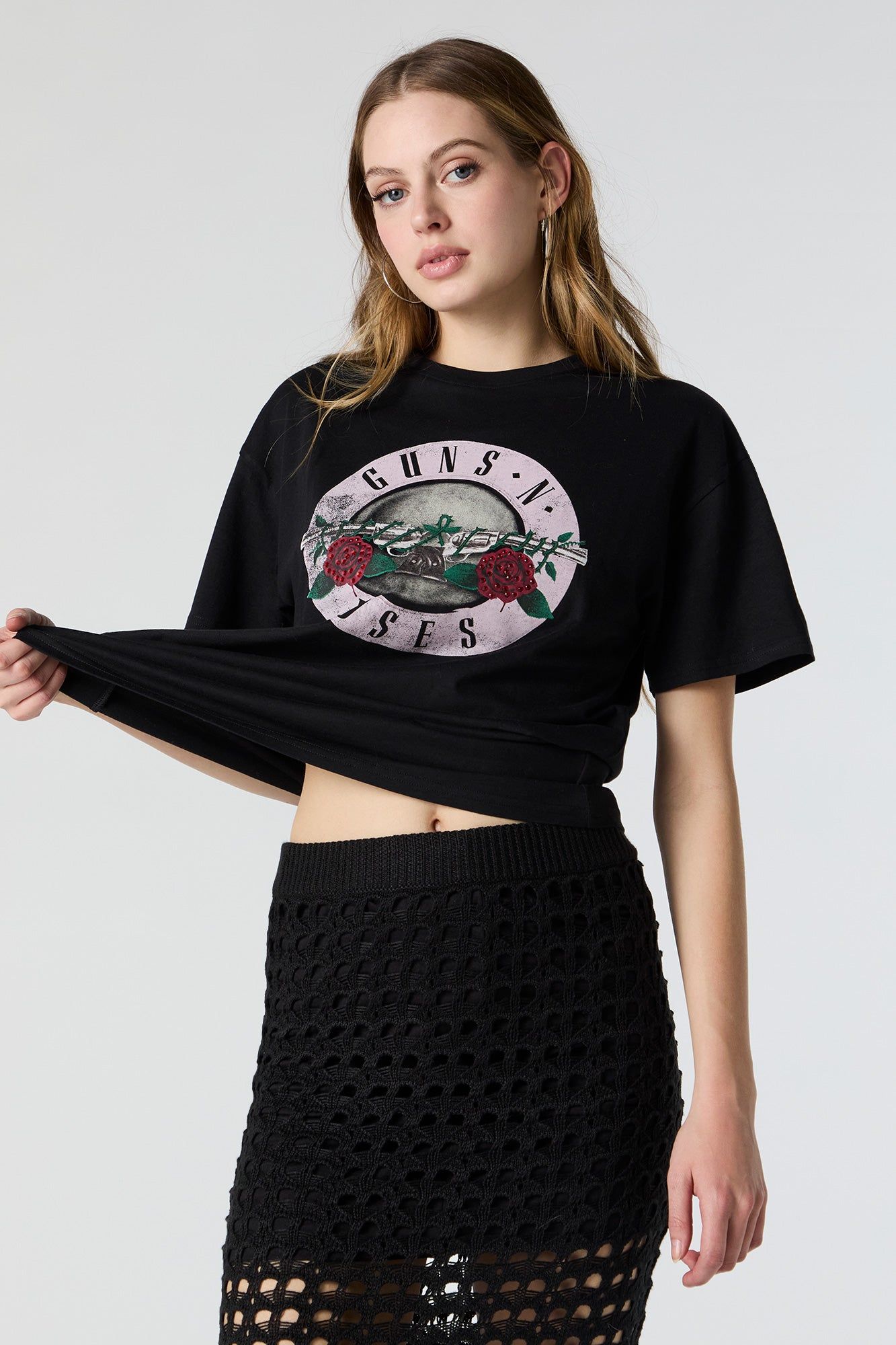 Guns n Roses Rhinestone Graphic Boyfriend T-Shirt sold by Charlotte Russe product image thumbnail 2