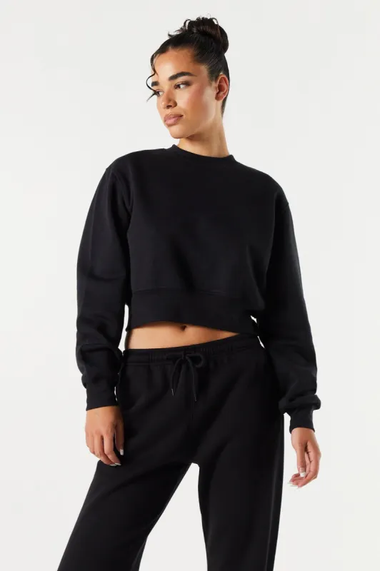 Fleece Cropped Sweatshirt sold by Charlotte Russe