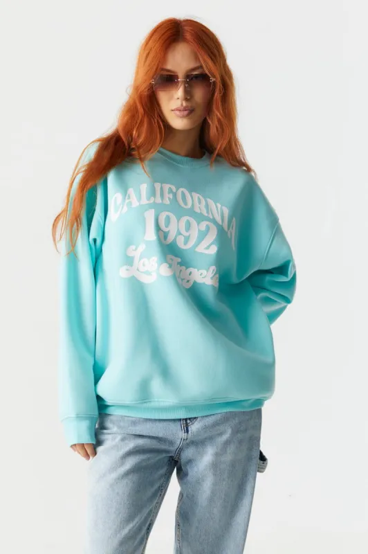 California 1992 Graphic Oversized Fleece Sweatshirt sold by Charlotte Russe