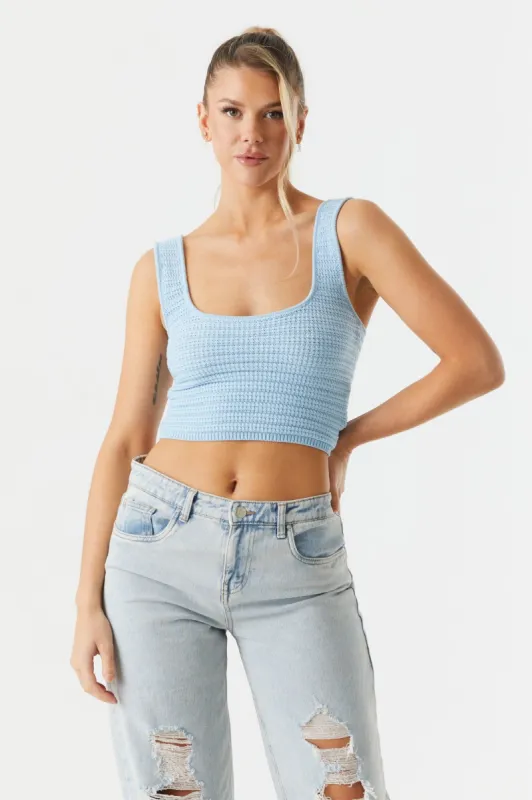 Waffle Knit Crop Tank sold by Charlotte Russe