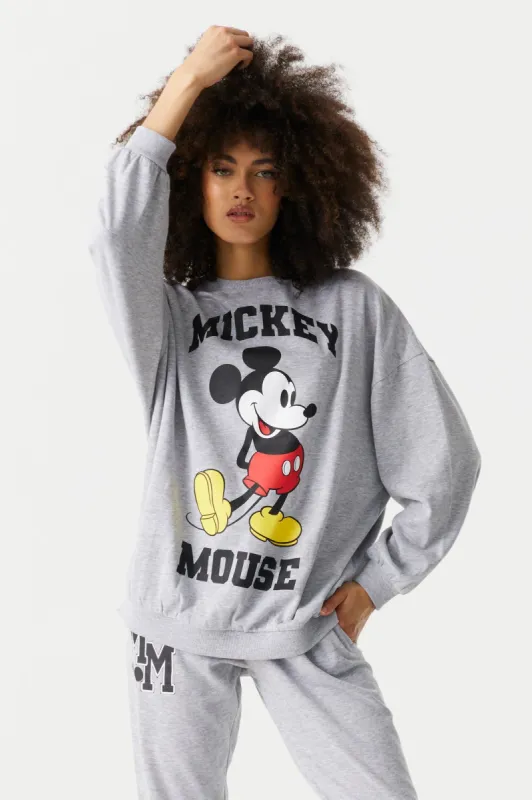 Mickey Graphic Varsity Fleece Boyfriend Sweatshirt sold by Charlotte Russe