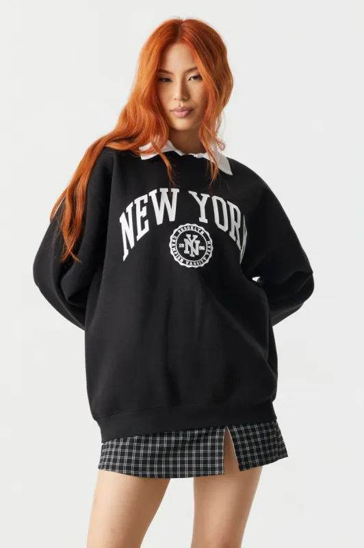 New York Graphic Oversized Fleece Sweatshirt sold by Charlotte Russe