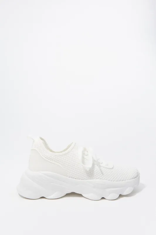 Lace-Up Rubber Toe Bubble Sole Knit Sneaker sold by Charlotte Russe