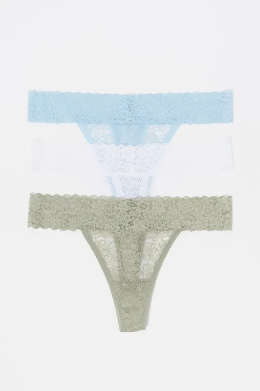 Lace Thong (3 Pack) sold by Charlotte Russe