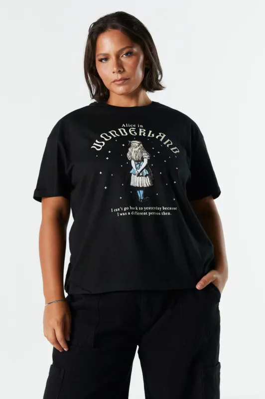 Alice in Wonderland Graphic Boyfriend T-Shirt sold by Charlotte Russe