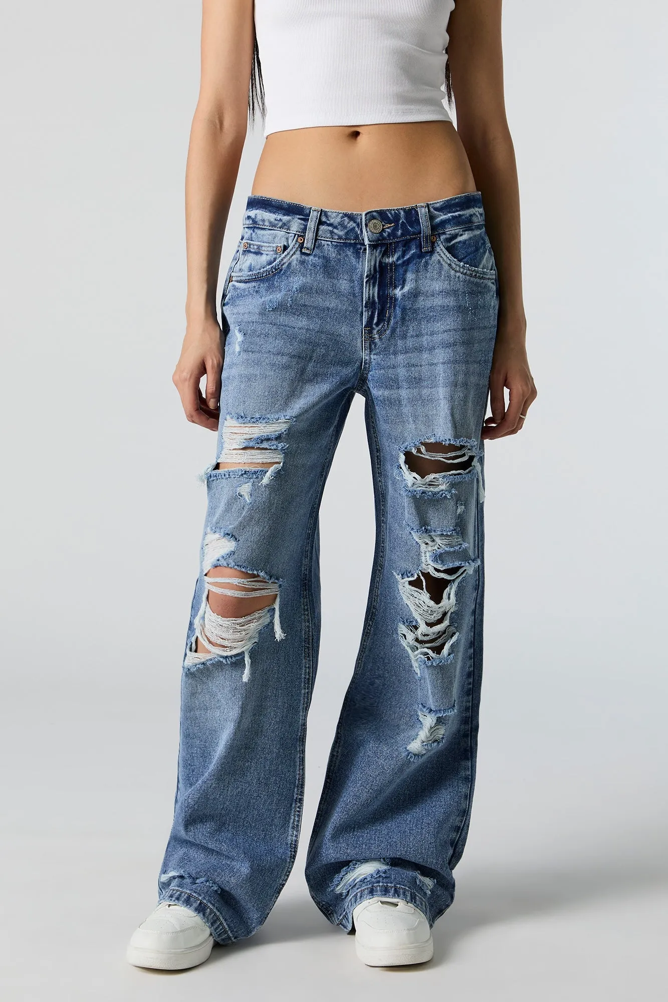 Low Rise Ripped Wide Leg Skater Jean sold by Charlotte Russe product image thumbnail 2