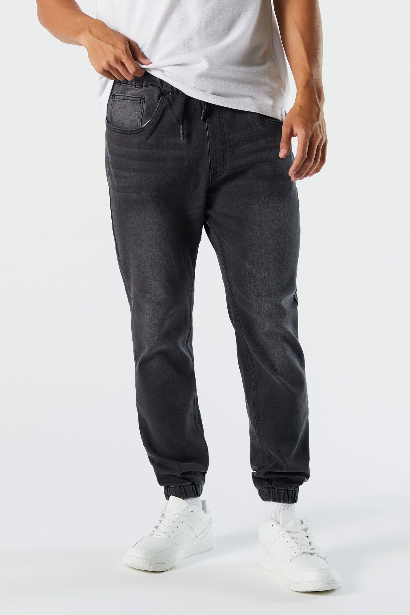 Grey Wash Denim Jogger sold by Charlotte Russe