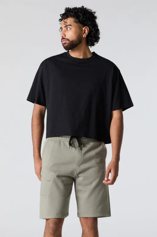 Single Cargo Pocket Fleece Short sold by Charlotte Russe