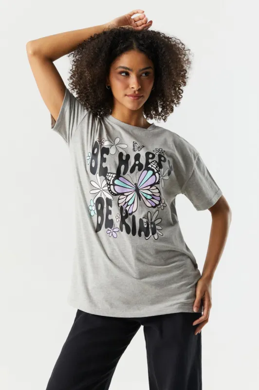 Be Happy Be Kind Graphic Boyfriend T-Shirt sold by Charlotte Russe