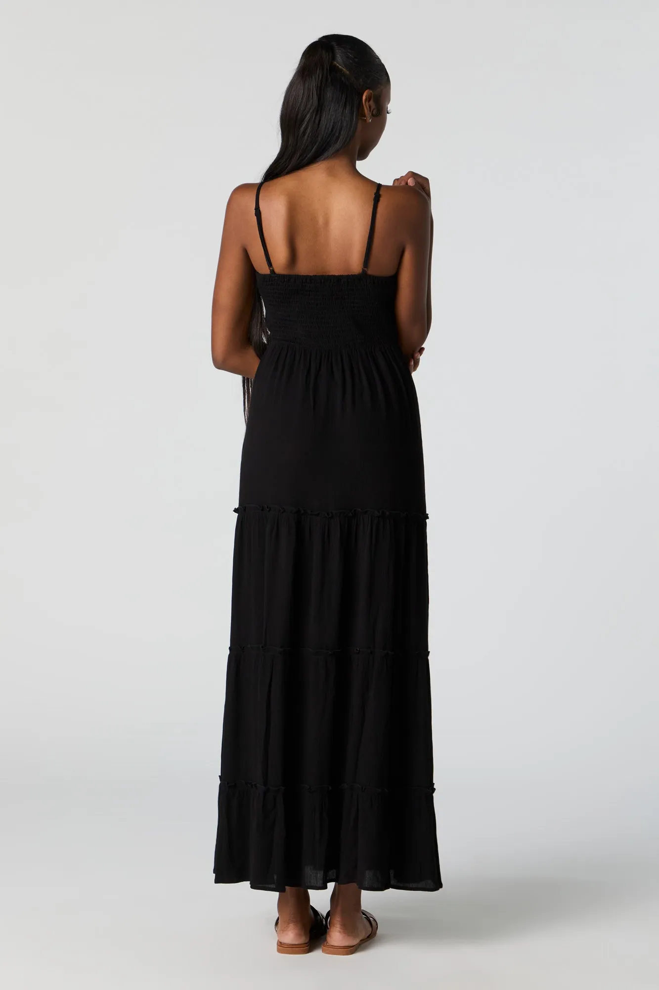 Self Tie Cut Out Tiered Maxi Dress sold by Charlotte Russe product image thumbnail 4