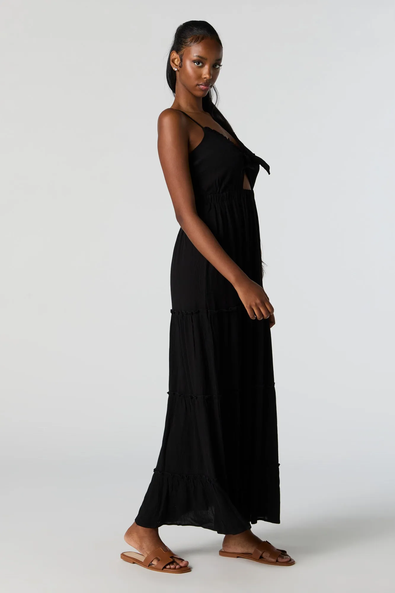 Self Tie Cut Out Tiered Maxi Dress sold by Charlotte Russe product image thumbnail 3