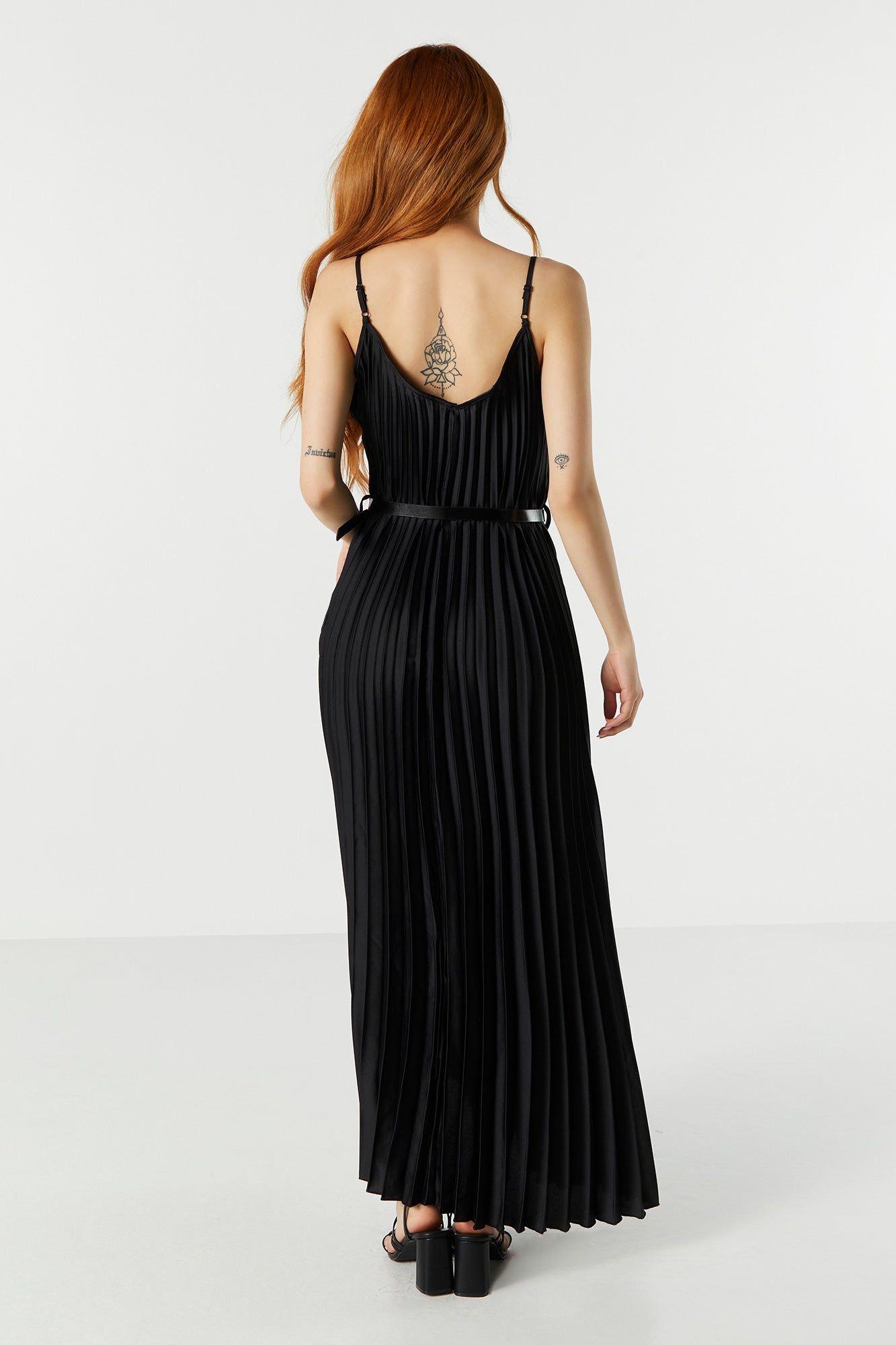 Satin Pleated Belted Maxi Dress sold by Charlotte Russe product image thumbnail 5