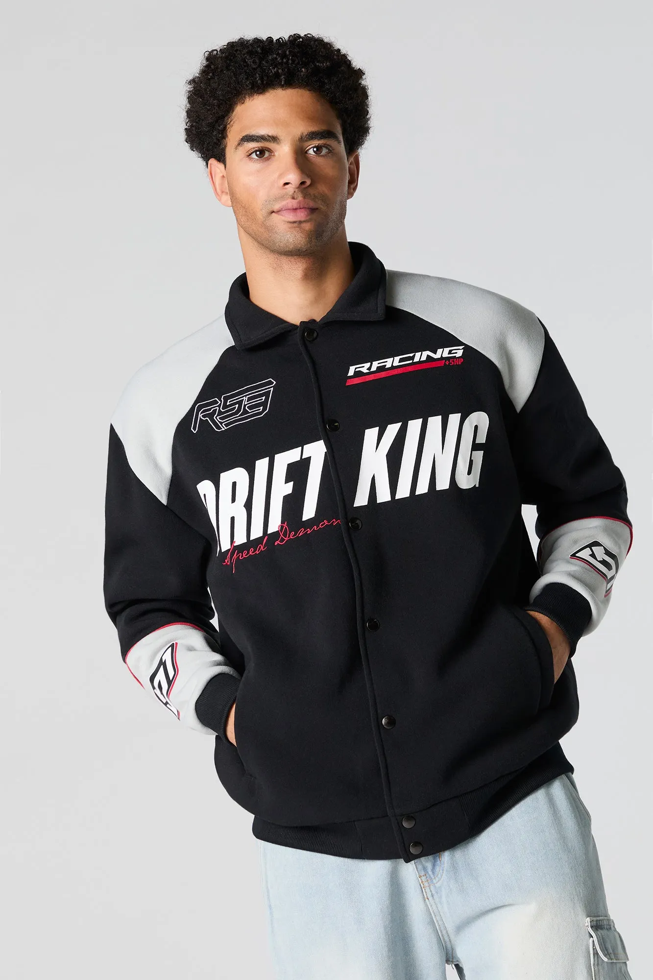 Racing Drift King Fleece Jacket sold by Charlotte Russe