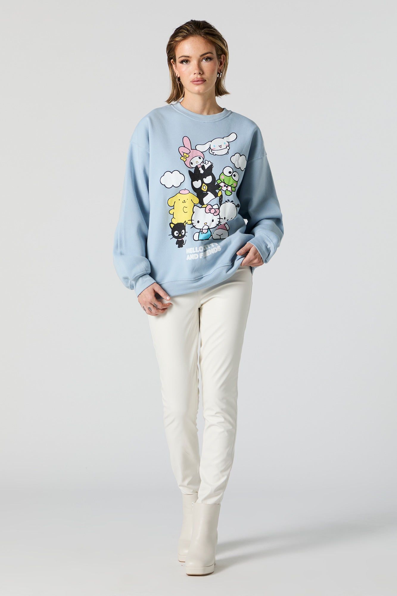 Blue Hello Kitty and Friends Graphic Fleece Sweatshirt sold by Charlotte Russe product image thumbnail 3