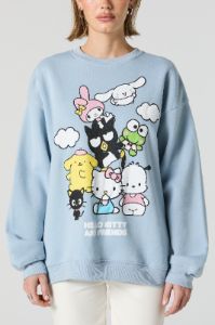 Blue Hello Kitty and Friends Graphic Fleece Sweatshirt sold by Charlotte Russe