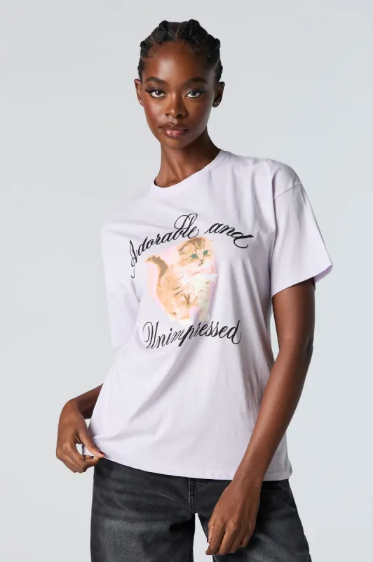 Adorable and Unimpressed Graphic Boyfriend T-Shirt sold by Charlotte Russe