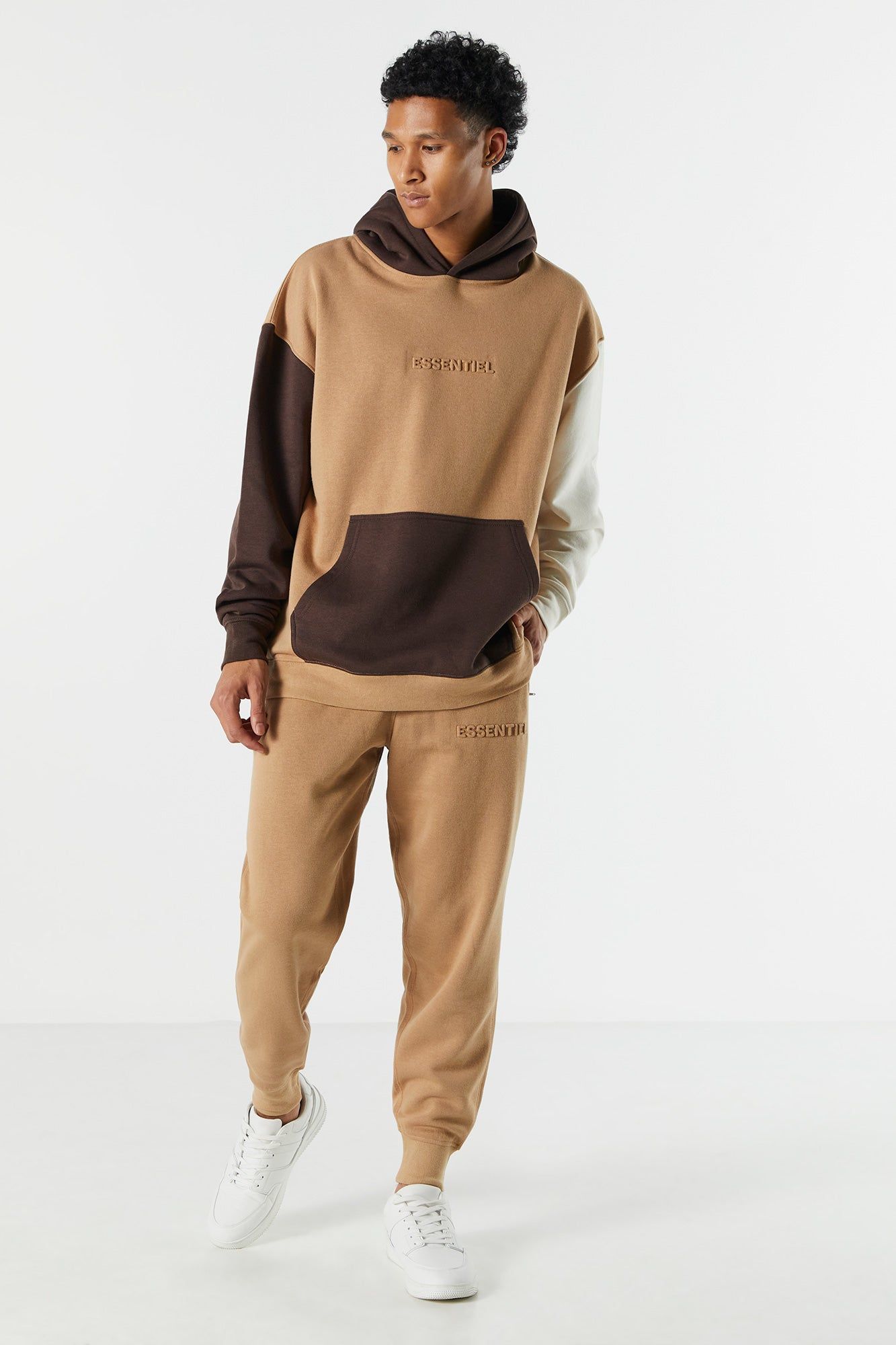 Essential Embossed Colourblock Fleece Hoodie sold by Charlotte Russe product image thumbnail 3