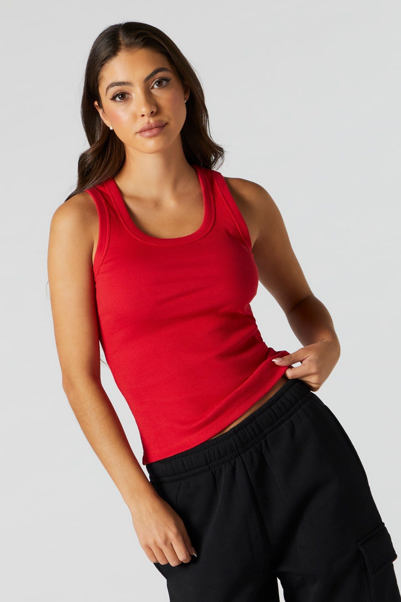 Coloured Ribbed Scoop Neck Tank sold by Charlotte Russe product image thumbnail 4