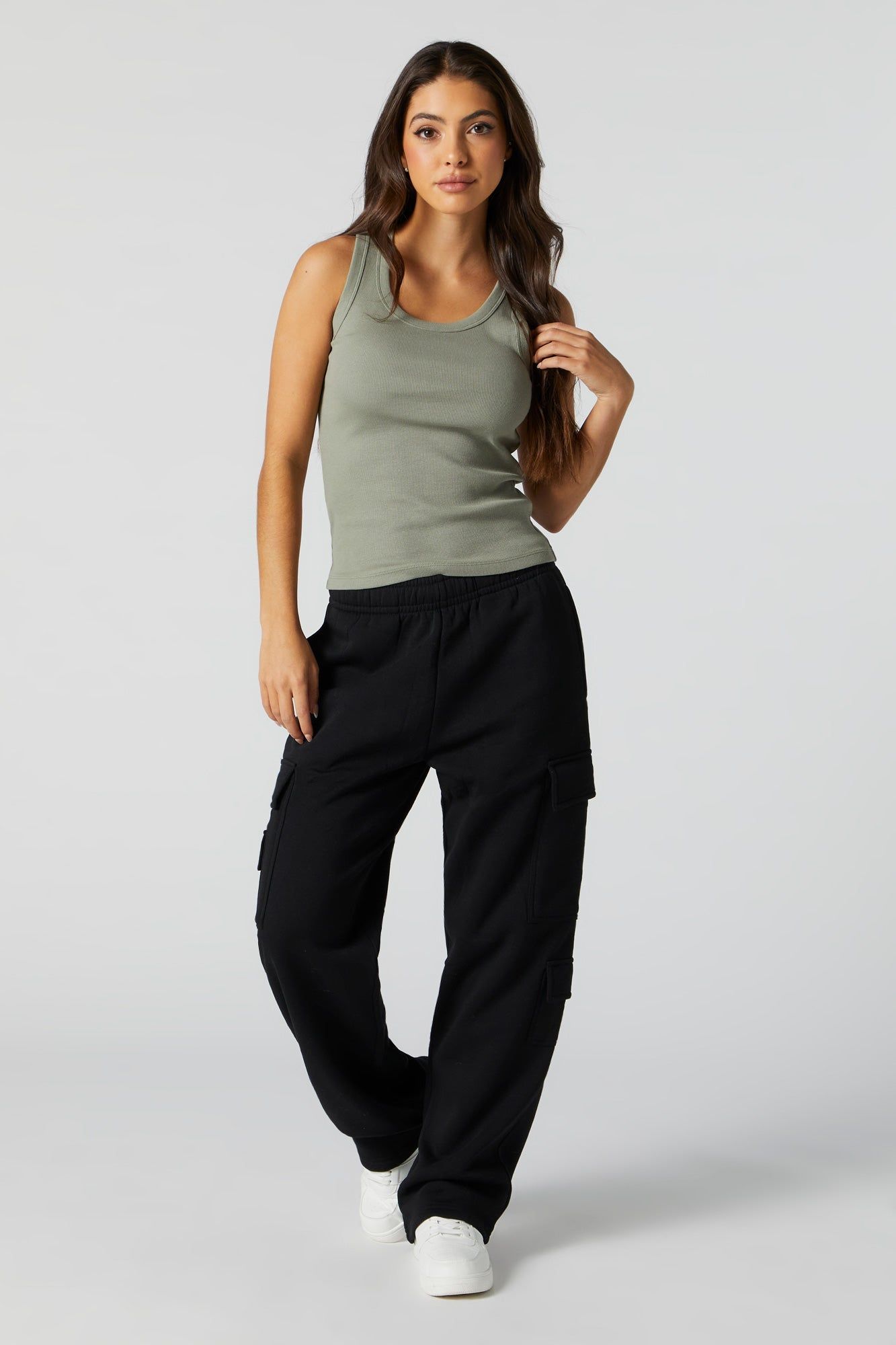 Coloured Ribbed Scoop Neck Tank sold by Charlotte Russe product image thumbnail 3