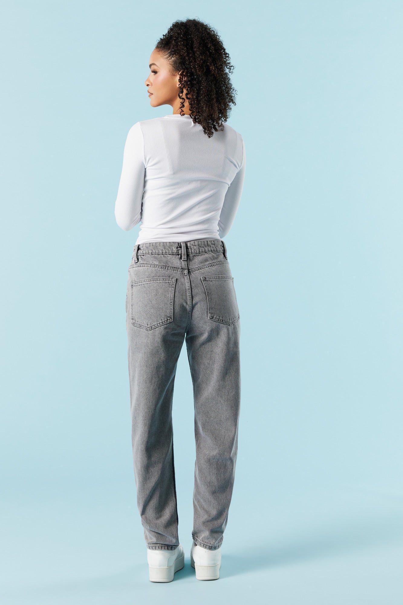 Grey Wash Denim Mom Jean sold by Charlotte Russe product image thumbnail 3