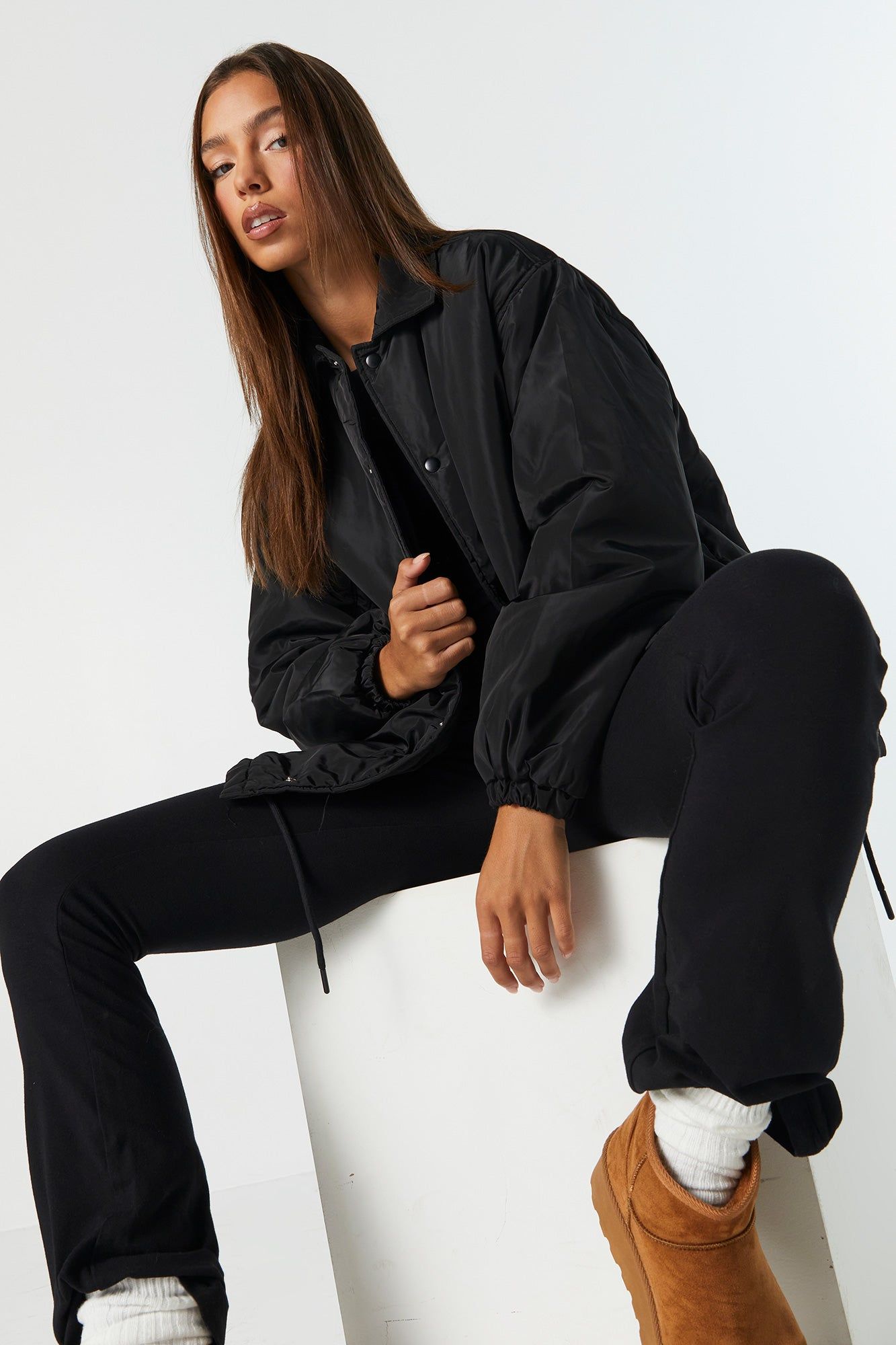 Oversized Nylon Jacket sold by Charlotte Russe