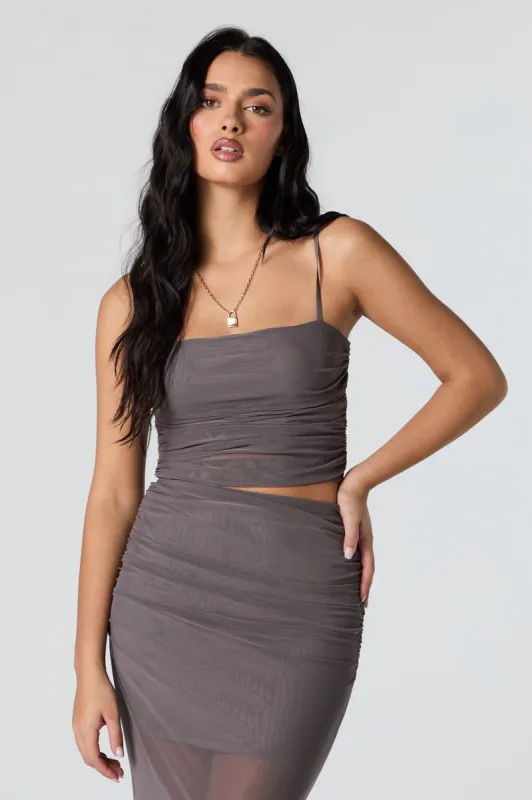 Mesh Ruched Cami sold by Charlotte Russe