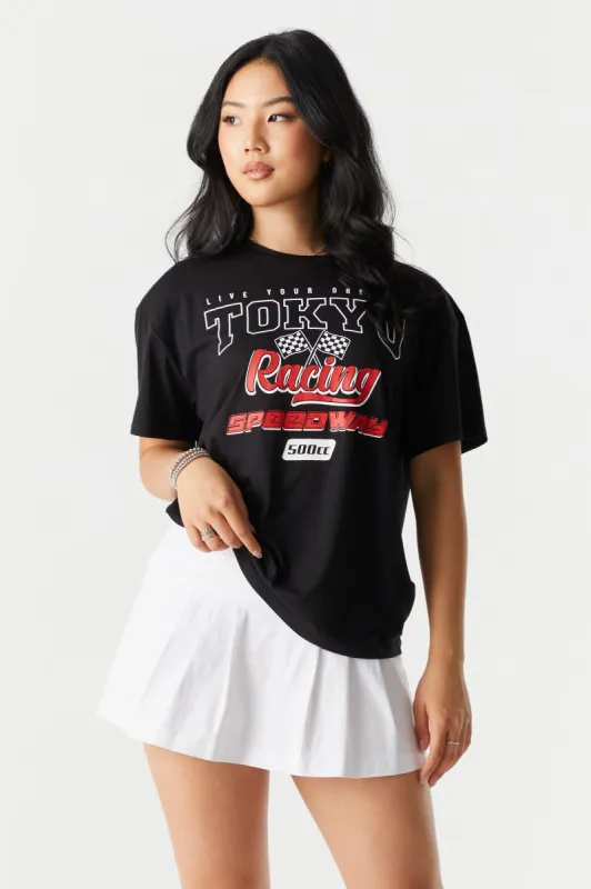 Tokyo Racing Speedway Graphic Boyfriend T-Shirt sold by Charlotte Russe