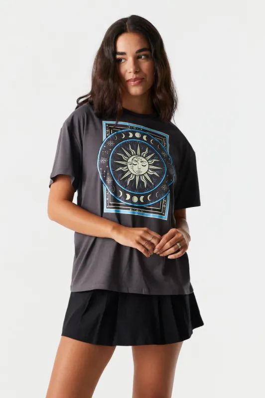 Mystic Sun And Moon Graphic Boyfriend T-Shirt sold by Charlotte Russe