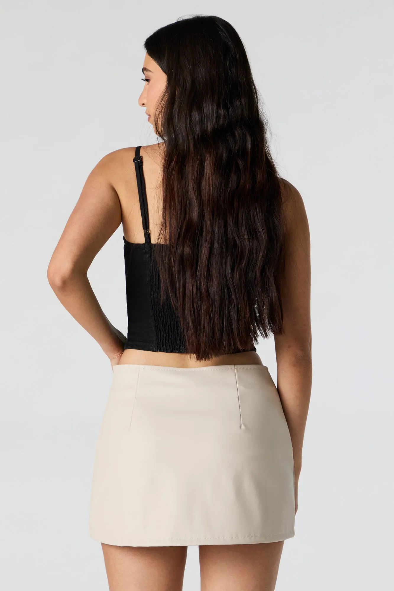 Faux-Leather Slit Mini Skort sold by Charlotte Russe product image thumbnail 3